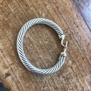 Cable classic buckle bracelet with 14K gold, 7mm